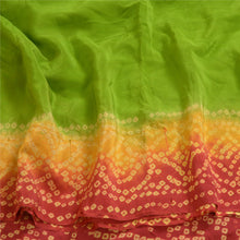 Load image into Gallery viewer, Sanskriti Vintage Sarees Green/Red Bandhani Printed Pure Crepe Sari Craft Fabric
