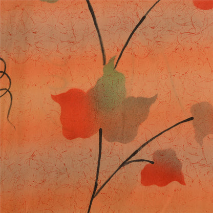 Sanskriti Vintage Sarees Peach/Orange Pure Crepe Silk Printed Sari Craft Sustainable Fabric