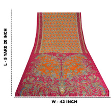 Load image into Gallery viewer, Sanskriti Vintage Sarees Orange/Pink Pure Crepe Silk Printed Sari Craft Fabric
