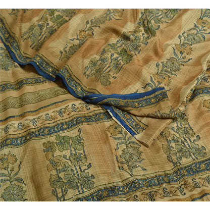 Sanskriti Vintage Sarees Multi Indian Pure Crepe Silk Printed Sari Craft Sustainable Fabric