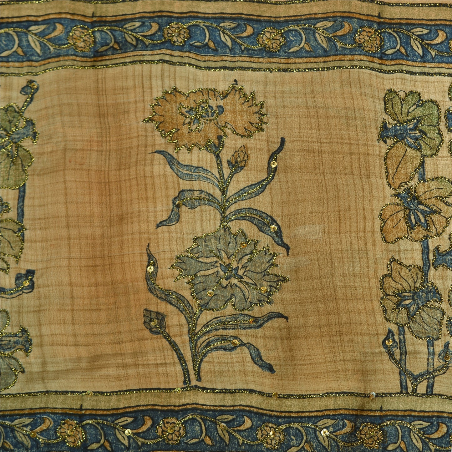 Sanskriti Vintage Sarees Multi Indian Pure Crepe Silk Printed Sari Craft Sustainable Fabric