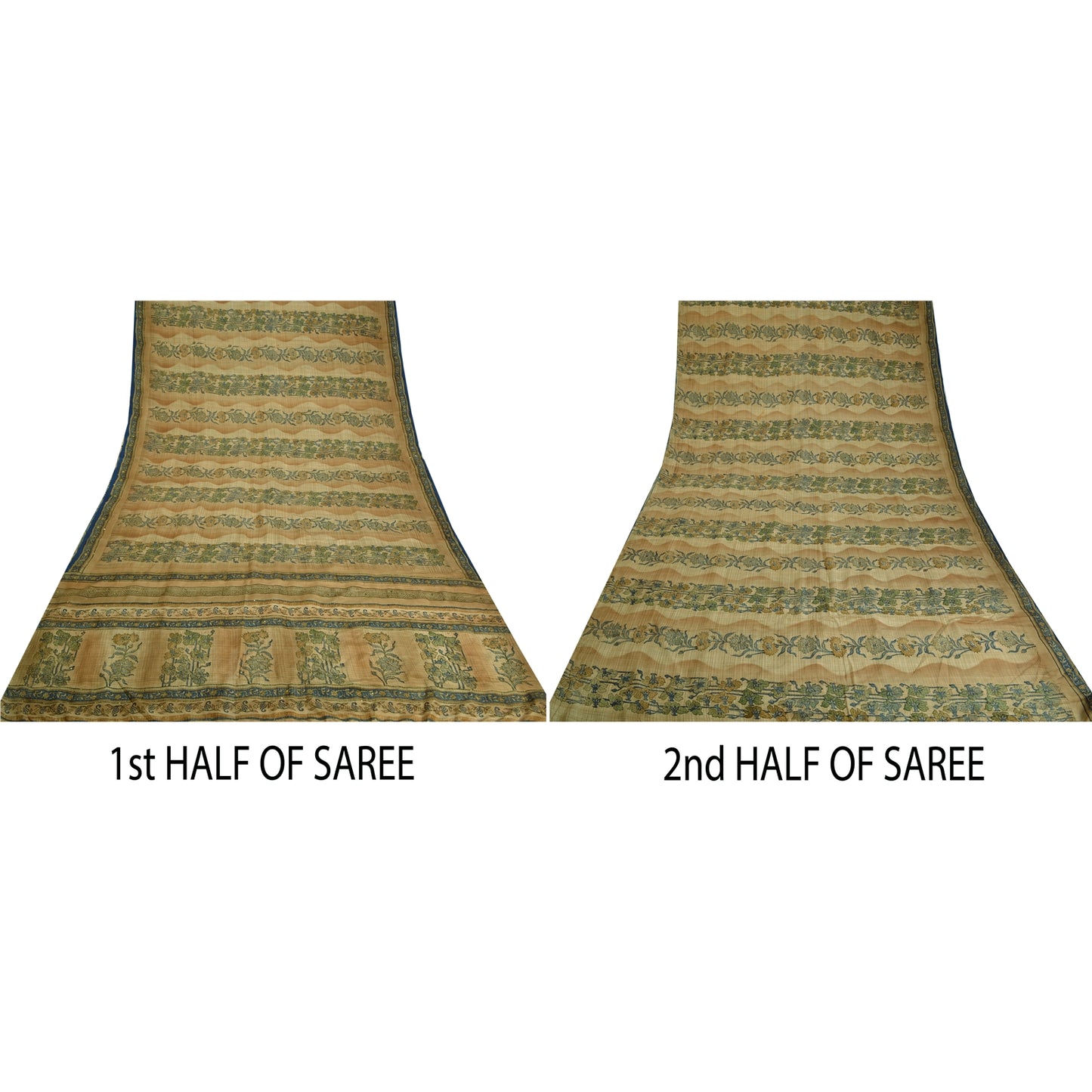 Sanskriti Vintage Sarees Multi Indian Pure Crepe Silk Printed Sari Craft Sustainable Fabric