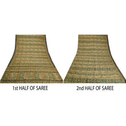 Sanskriti Vintage Sarees Multi Indian Pure Crepe Silk Printed Sari Craft Sustainable Fabric