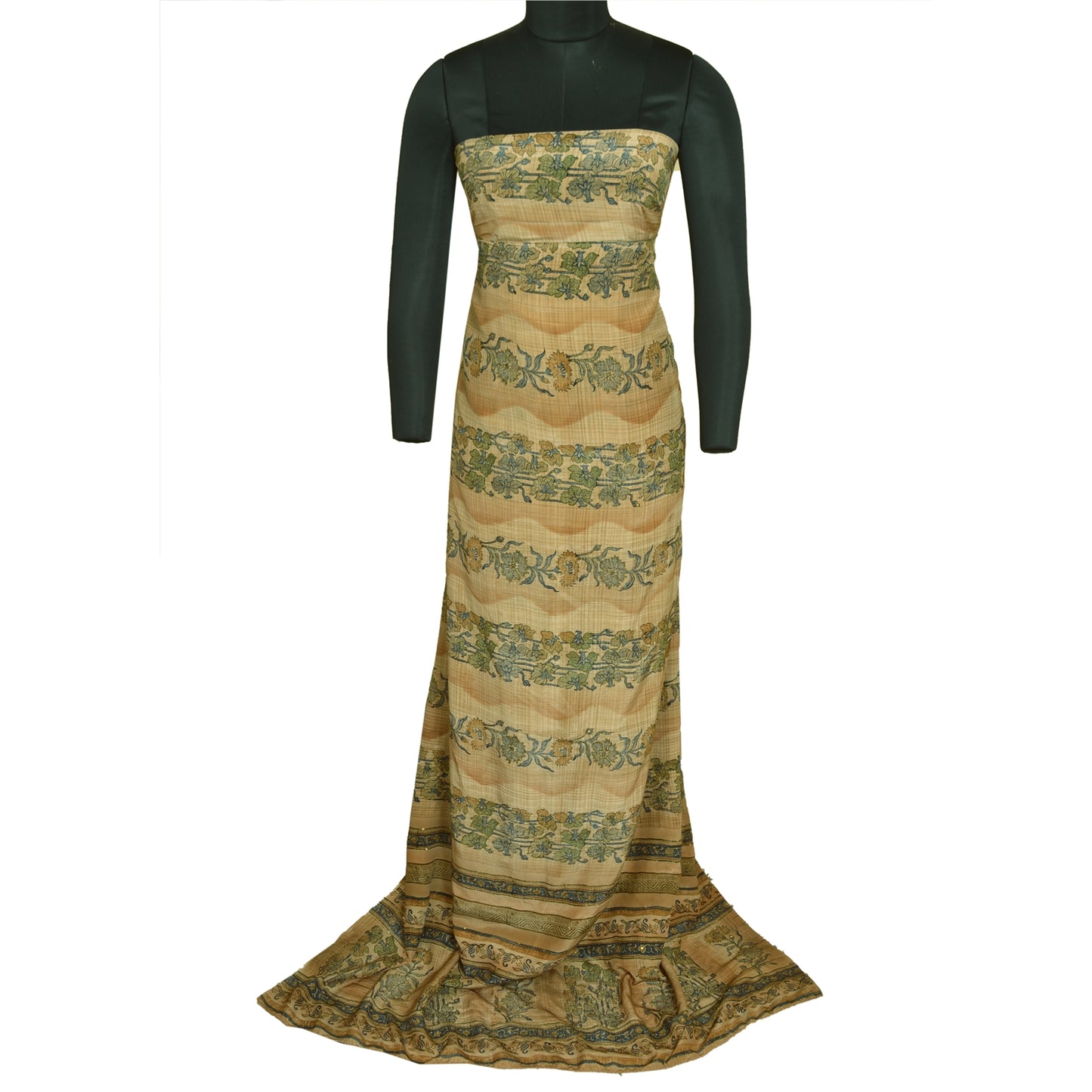 Sanskriti Vintage Sarees Multi Indian Pure Crepe Silk Printed Sari Craft Sustainable Fabric