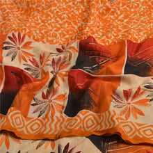 Load image into Gallery viewer, Sanskriti Vintage Sarees Orange Indian Pure Crepe Silk Printed Sari Craft Fabric
