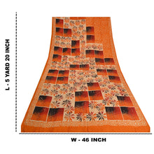 Load image into Gallery viewer, Sanskriti Vintage Sarees Orange Indian Pure Crepe Silk Printed Sari Craft Fabric
