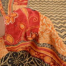 Load image into Gallery viewer, Sanskriti Vintage Sarees Black/Red Hand Beaded Pure Crepe Silk Sari Craft Fabric
