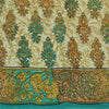 Sanskriti Vintage Sarees Indisk Cremefarvet Ren Crepe Silke Trykt Sari Håndværk Bæredygtigt Stof