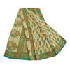 Sanskriti Vintage Sarees Indisk Cremefarvet Ren Crepe Silke Trykt Sari Håndværk Bæredygtigt Stof
