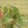 Sanskriti Vintage Sarees Cream/Green Pure Crepe Silk Printed Sari Craft Sustainable Fabric
