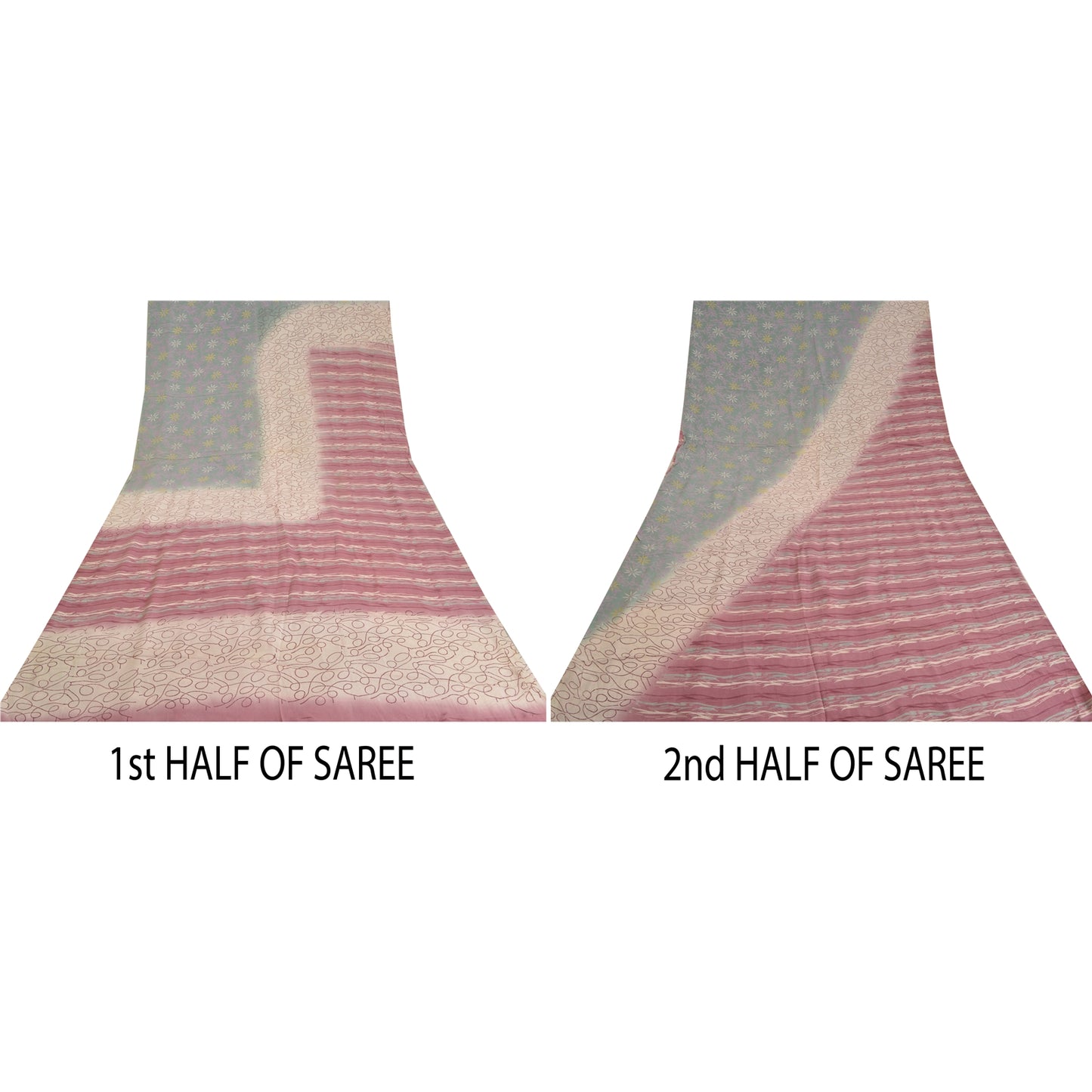 Sanskriti Vintage Sarees Multi 100% Pure Crepe Silk Printed Sari Craft Sustainable Fabric