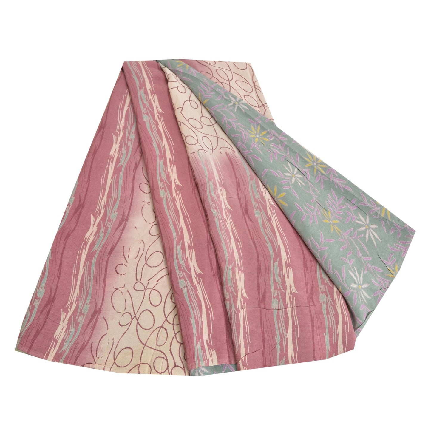 Sanskriti Vintage Sarees Multi 100% Pure Crepe Silk Printed Sari Craft Sustainable Fabric