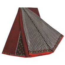 Load image into Gallery viewer, Sanskriti Vintage Sarees Black/Gray Pure Crepe Silk Printed Sari Craft Fabric
