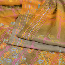 Load image into Gallery viewer, Sanskriti Vintage Sarees French Knot Hand Beaded Pure Crepe Printed Sari Fabric
