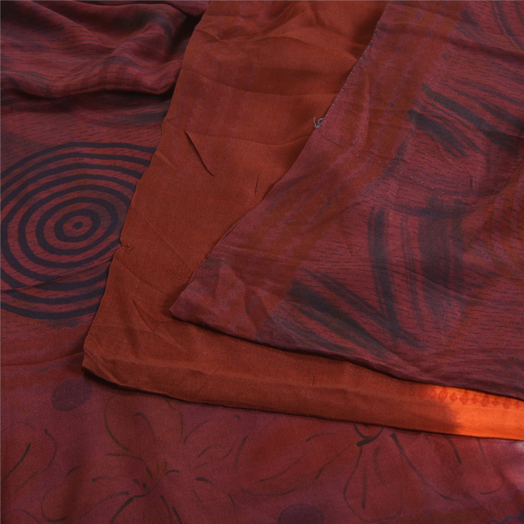 Sanskriti Vintage Sarees Purple Tie-Dye Pure Crepe Silk Print Sari Craft Fabric