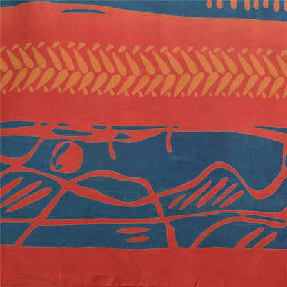 Sanskriti Vintage Sarees Peach 100% Pure Crepe Silk Printed Sari Craft Sustainable Fabric