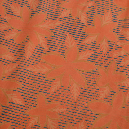 Sanskriti Vintage Sarees Peach 100% Pure Crepe Silk Printed Sari Craft Sustainable Fabric