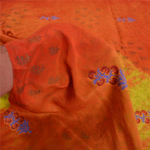 Load image into Gallery viewer, Sanskriti Vintage Sarees Indian Orange Tie-Dye Pure Crepe Silk Sari Craft Fabric
