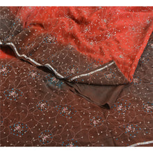 Load image into Gallery viewer, Sanskriti Vintage Sarees Red/Brown Tie-Dye Hand Beaded Pure Crepe Sari Fabric
