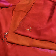 Load image into Gallery viewer, Sanskriti Vintage Sarees Orange/Red Hand Beaded Tie-Dye Pure Crepe Sari Fabric
