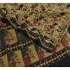 Sanskriti Vintage Sarees Indian Cream Pure Crepe Silk Printed Sari Craft Sustainable Fabric