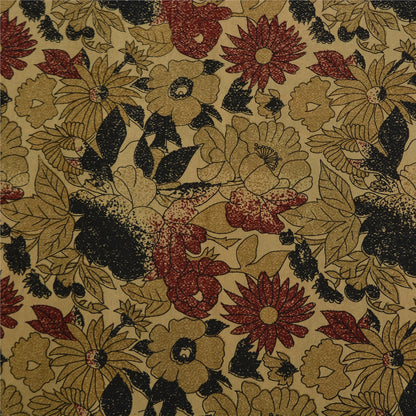 Sanskriti Vintage Sarees Indian Cream Pure Crepe Silk Printed Sari Craft Sustainable Fabric