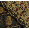 Sanskriti Vintage Sarees Indian Cream Pure Crepe Silk Printed Sari Craft Sustainable Fabric