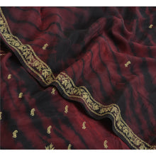 Load image into Gallery viewer, Sanskriti Vintage Sarees Black/Purple Tie-Dye Hand Beaded Pure Crepe Sari Fabric
