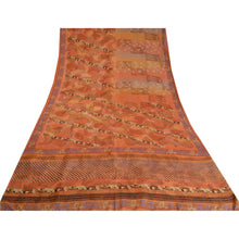 Load image into Gallery viewer, Sanskriti Vintage Sarees Indian Orange Pure Crepe Silk Printed Sari Craft Fabric
