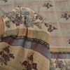 Sanskriti Vintage Sarees Pale-Cream Pure Crepe Silk Printed Sari Craft Sustainable Fabric