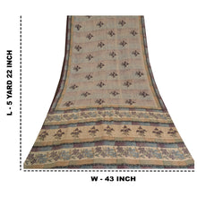 Load image into Gallery viewer, Sanskriti Vintage Sarees Pale-Cream Pure Crepe Silk Printed Sari Craft Fabric

