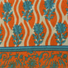 Sanskriti Vintage Sarees Orange/Blue Pure Crepe Silk Printed Sari Craft Sustainable Fabric