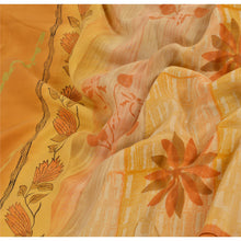 Load image into Gallery viewer, Sanskriti Vintage Printed 100% Pure Crepe Silk Saree Orange Dress Making Sari Craft Fabric
