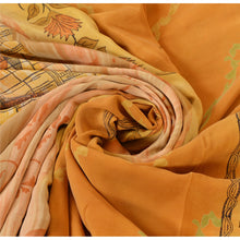 Load image into Gallery viewer, Sanskriti Vintage Printed 100% Pure Crepe Silk Saree Orange Dress Making Sari Craft Fabric
