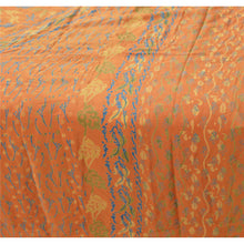 Load image into Gallery viewer, Printed Pure Crepe Silk Saree Rusty Orange Sari Craft Fabric
