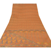 Load image into Gallery viewer, Printed Pure Crepe Silk Saree Rusty Orange Sari Craft Fabric

