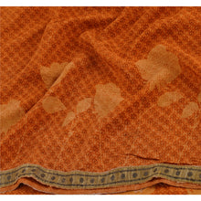 Load image into Gallery viewer, Vintage Orange Saree 100% Pure Crepe Silk Printed Fabric Dress Making Sari Craft
