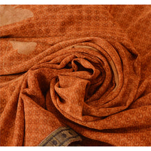 Load image into Gallery viewer, Vintage Orange Saree 100% Pure Crepe Silk Printed Fabric Dress Making Sari Craft
