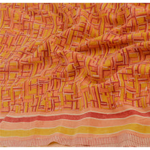 Load image into Gallery viewer, Orange Indian Saree Pure Crepe Silk Fabric Printed Sari Craft
