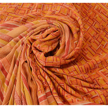 Load image into Gallery viewer, Orange Indian Saree Pure Crepe Silk Fabric Printed Sari Craft
