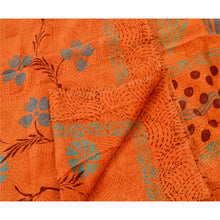 Load image into Gallery viewer, Sanskriti Orange Saree Pure Crepe Silk Printed Fabric Dress Making Sari Craft
