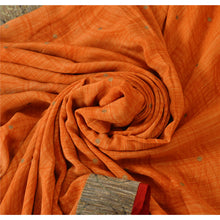Load image into Gallery viewer, Orange Saree Printed 100% Pure Crepe Silk Sari Craft Fabric
