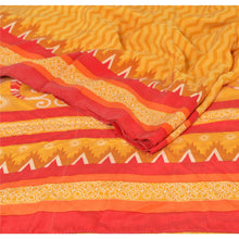 Load image into Gallery viewer, Printed Pure Crepe Silk Saree Saffron 5 Yard Sari Craft Fabric
