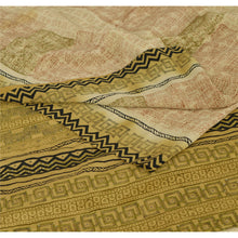 Load image into Gallery viewer, Cream Saree Pure Crepe Silk Printed Fabric 5 Yard Decor Sari
