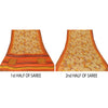 Сари из чистого крепированного шелка с принтом из экологически чистой ткани для пошива платьев на Санскрити, оранжевое винтажное сари