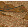 Sanskriti Vintage Brown Saree Pure Crepe Silk Printed Sari Craft 5 Yard Sustainable Fabric