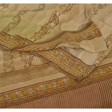 Load image into Gallery viewer, Cream Saree 100% Pure Crepe Silk Printed Sari 5Yd Craft Fabric
