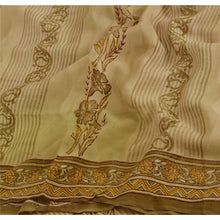 Load image into Gallery viewer, Cream Saree 100% Pure Crepe Silk Printed Sari 5Yd Craft Fabric
