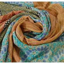 Load image into Gallery viewer, Sanskriti Vinatage Blue Saree 100% Pure Crepe Silk Printed Sari 5 Yd Craft Fabric
