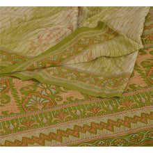 Load image into Gallery viewer, Sanskriti Vinatage Green Saree Pure Crepe Silk Printed Sari 5 Yd Craft Fabric
